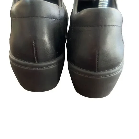 Clarks Collections Shoes Womens 7 M Low Sneakers Black Leather Wedge - Picture 4 of 6